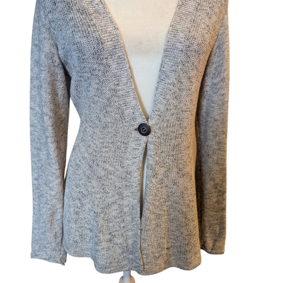 Nic+Zoe Gray Long Cardigan Lightweight Knit Single Button Quiet Luxury Sz S - Picture 2 of 11